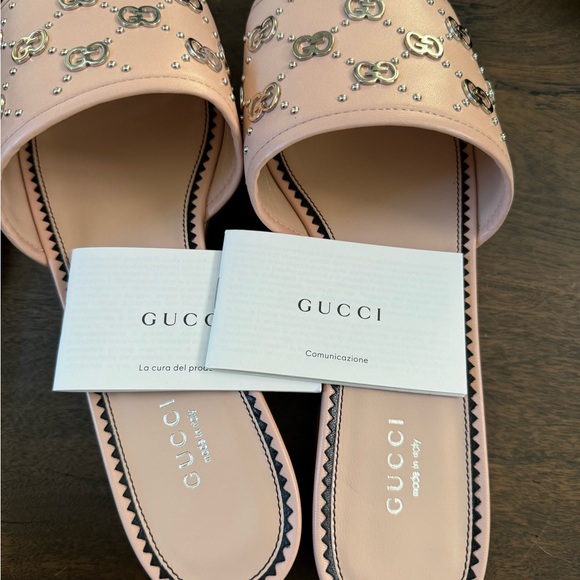 Gucci Perfect Pink Malaga Leather Interlocking G Sandals Slides 42 - Picture 11 of 11